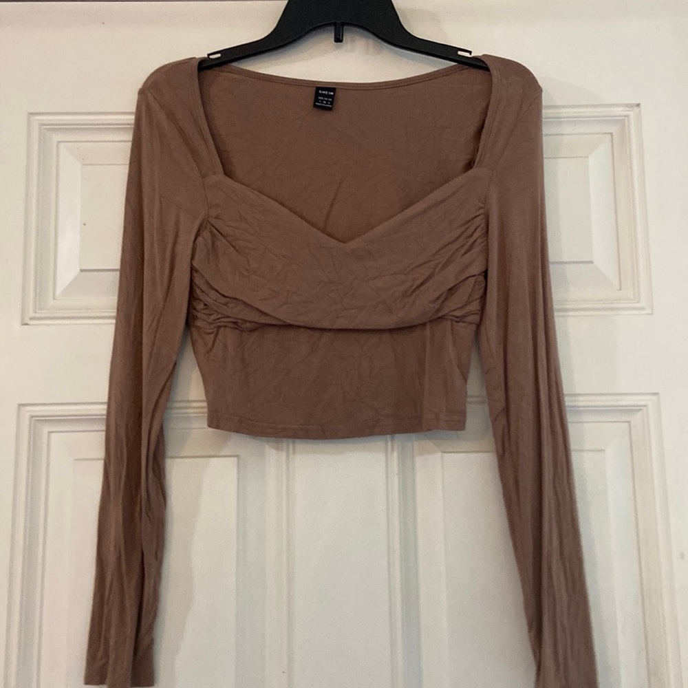 brown long sleeve top